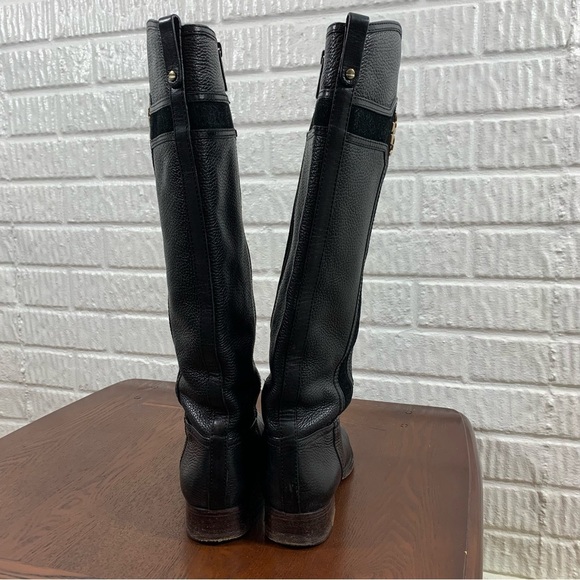 Tory Burch Alaina Leather Riding Boot Suede Trim 8.5 - Picture 4 of 13